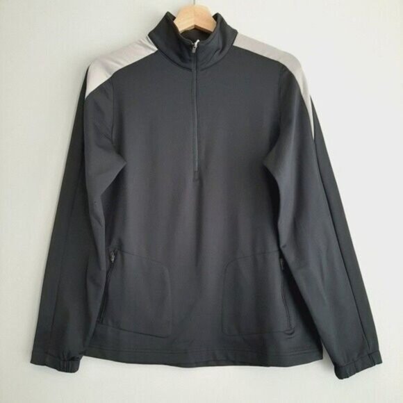 ANTIGUA Pullover Long Sleeve Top Half-zip Black & Gray Sz M - Picture 2 of 6